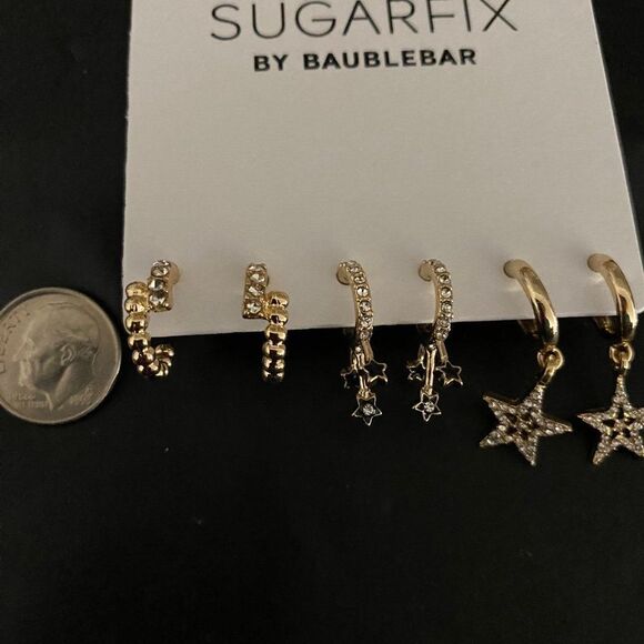 Sugarfix by BaubleBar Three Hoop Star Earrings Gifts NEW - Picture 3 of 7